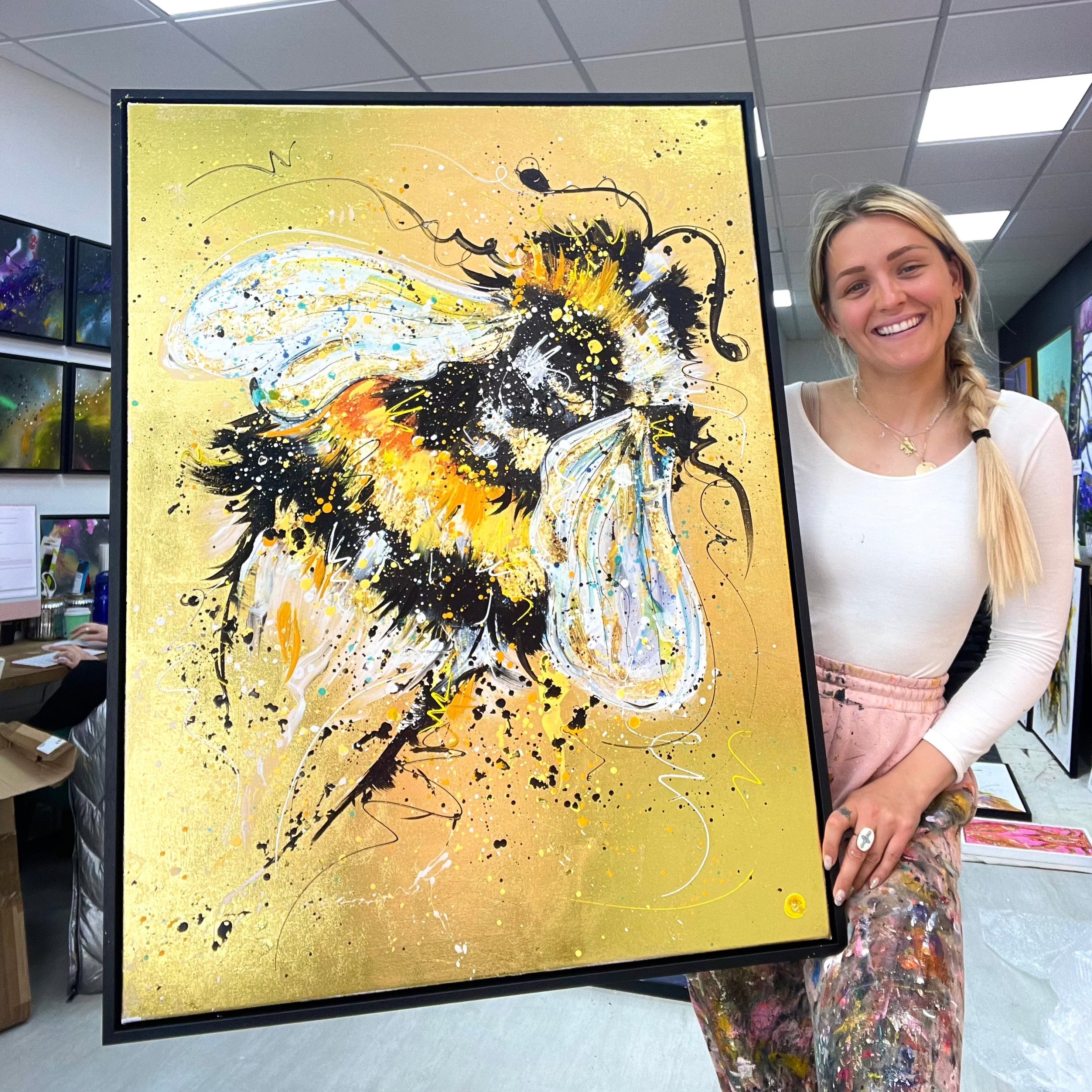 Hand Embellished Metallic Goldie the Bee