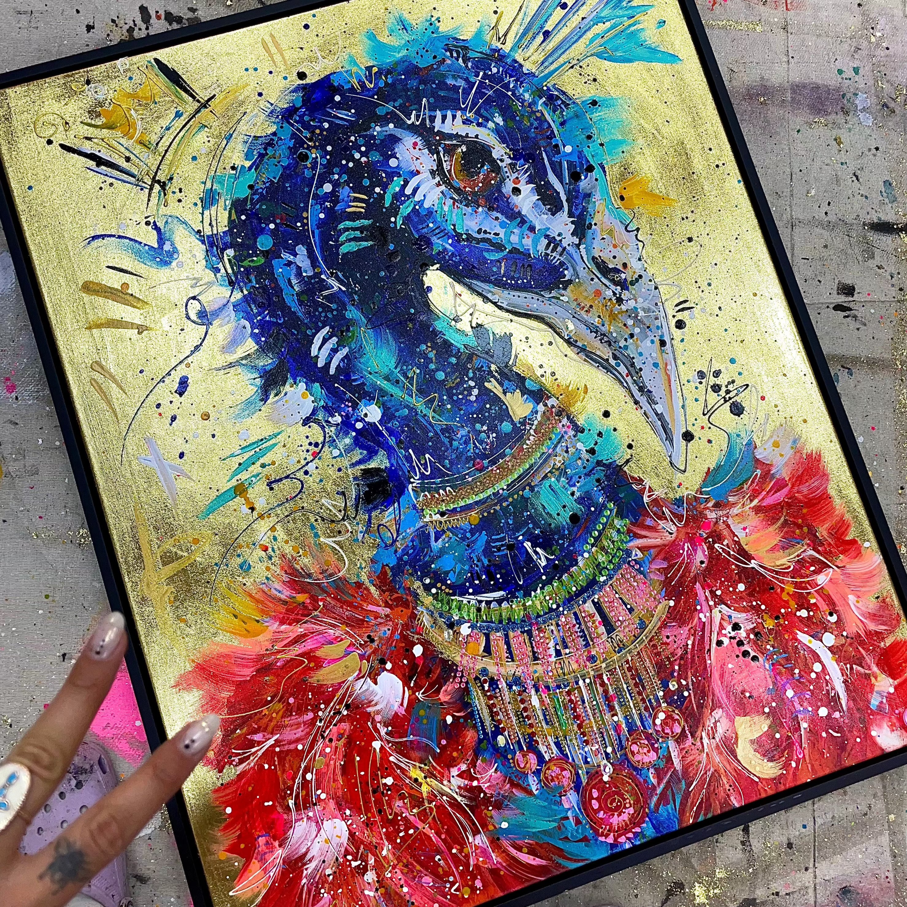 Hand Embellished Metallic 'Prometheus the Peacock'