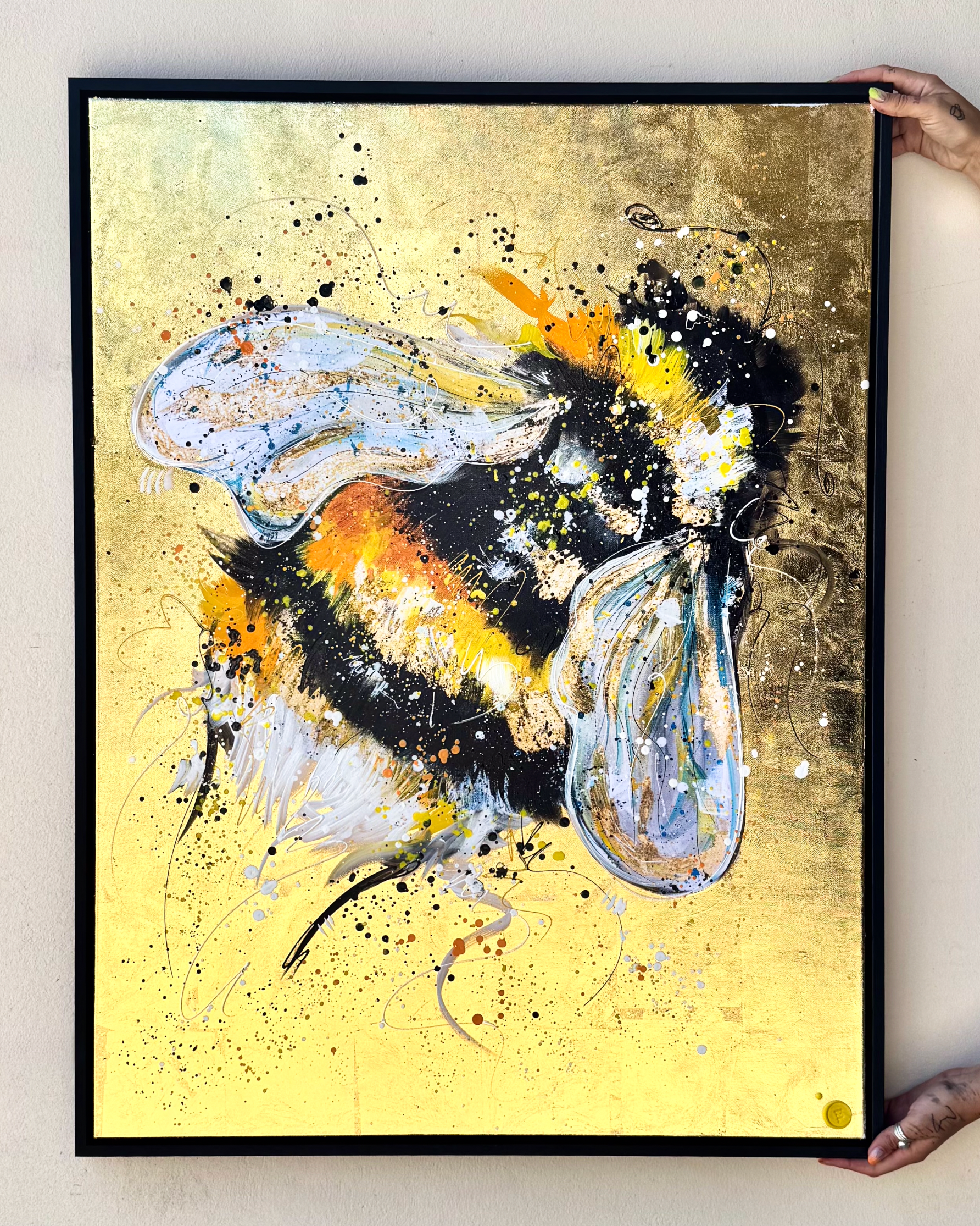 Hand Embellished Metallic Goldie the Bee