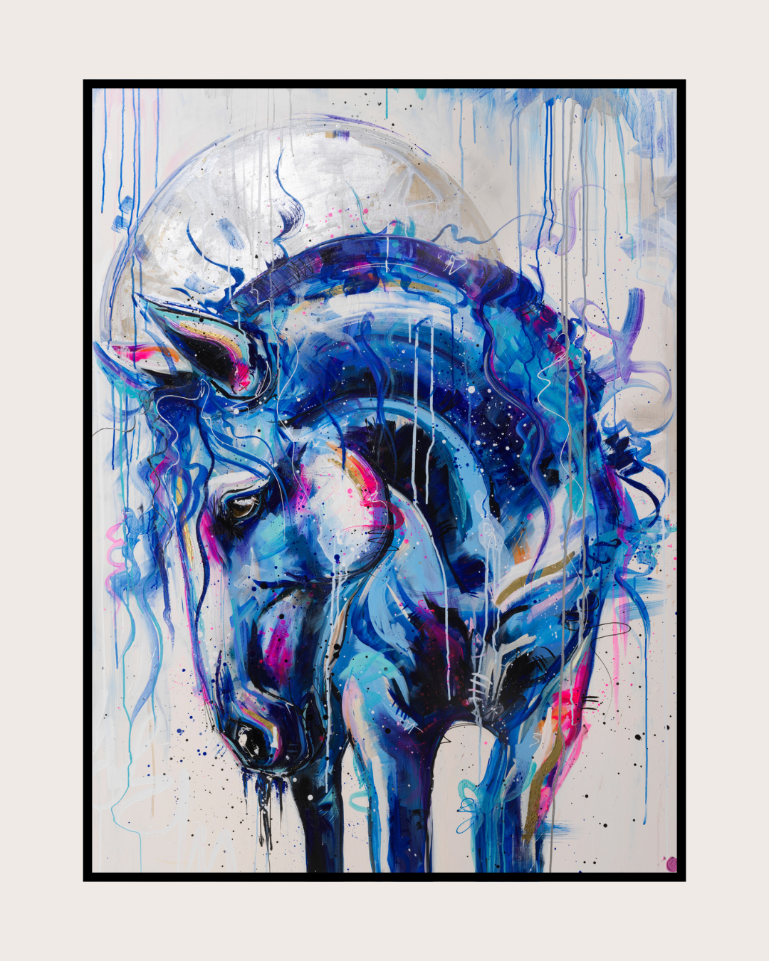 Water Horse Hand Embellished Canvas Print
