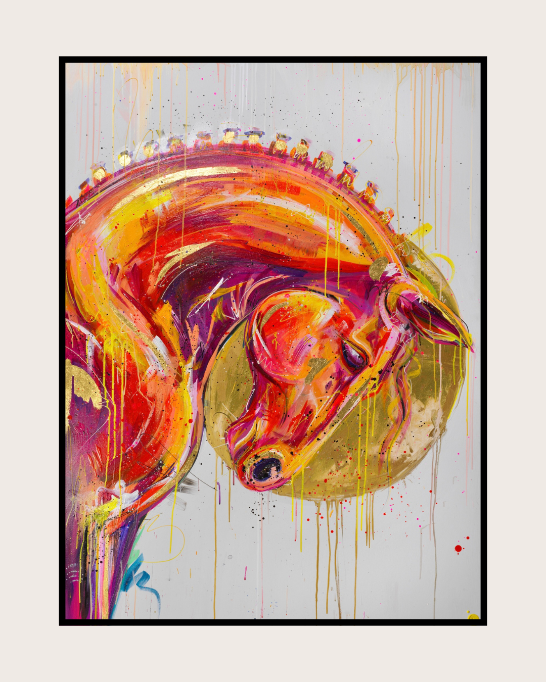 Earth Horse Hand Embellished Canvas Print